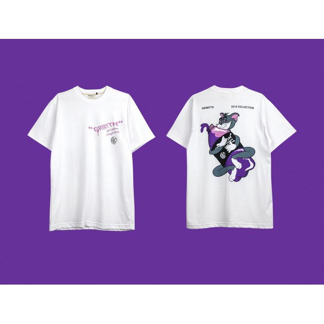 หยาง1  ราคาต่ำสุดเสื้อยืด แนวสตรีท GRIMYTH GM-TEE-150-2 LEAN WHITEผลิตจากผ้าคอตตอนแท้