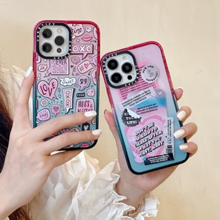 Casetify เคสโทรศัพท์มือถือแบบแข็ง แต่งกลิตเตอร์ ไล่โทนสีฟ้า ชมพูใส สําหรับ iPhone 14 13 12 Pro Max