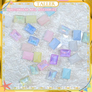 ✧Ready Stcok 20pcs Nail Art Mocha Rectangular Jewelry Right Angle Pointed Bottom Candy Color Diamond Nail Accessories เครื่องมือแต่งเล็บสำหรับร้านเล็บทรงสูง