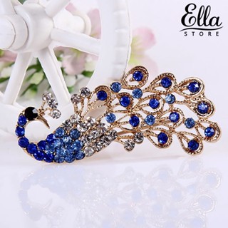 Ellastore123 เข็มกลัด รูปนกยูงน่ารัก แวววาว แฟชั่นสําหรับผู้หญิง งานแต่งงาน