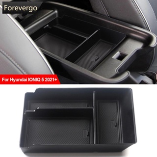 Forevergo กล่องเก็บของที่เท้าแขนรถยนต์ สีดํา สําหรับ Hyundai IONIQ 5 2021+ J3Z1