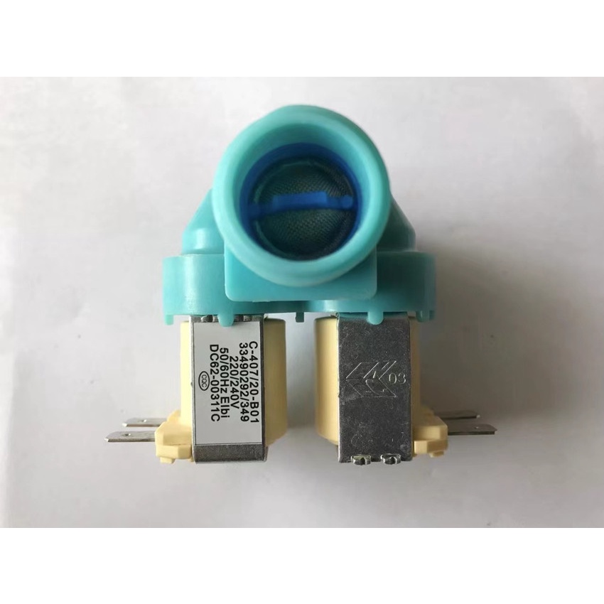 วาล์วน้ำ ซัมซุง Samsung วาล์วคู่ สีฟ้า เกรดแท้ โซลินอยด์วาล์ว Solenoid valve อะไหล่เครื่องซักผ้า โซลินอยด์วาล์ว Solenoid ราคา ถูกที่สุด ดีลบีเคเค รูปภาพหลัก