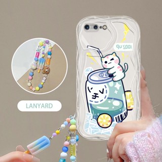 Ybd เคสโทรศัพท์มือถือ ลายขวดโซดา และลูกแมวน่ารัก พร้อมสายคล้องมือ สําหรับ IPhone 6 6S Plus 7 Plus 8 Plus SE2020 IPhone X XS Max XR