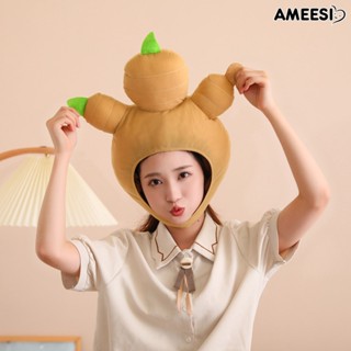 หมวกคอสเพลย์ รูปการ์ตูน Ameesi ขิงน่ารัก แบบนิ่ม อุปกรณ์เสริม สําหรับถ่ายรูปฮาโลวีน