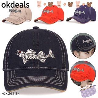 Okdeals หมวกเบสบอล ผ้าฝ้าย สีพื้น ปรับได้ สไตล์เรโทร