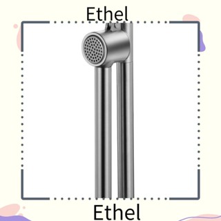 Ethel1 เครื่องบดกระเทียม สเตนเลส แบบบีบ สีเงิน สําหรับห้องครัว