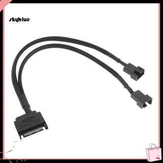 [Sy] Sata 15Pin to 2 Way 3Pin 4Pin พัดลมคอมพิวเตอร์ อะแดปเตอร์พาวเวอร์ สายเคเบิลต่อขยาย