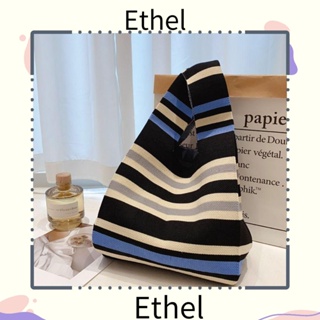 Ethel1 กระเป๋าถือ กระเป๋าช้อปปิ้ง ผ้าถัก ลายทาง สําหรับผู้หญิง