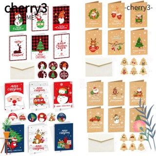 Cherry3 การ์ดข้อความเปล่า ลาย Merry Christmas 2022 12 ชุด