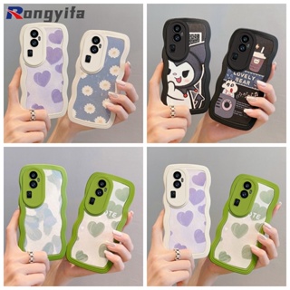 เคสโทรศัพท์มือถือ TPU นิ่ม ปิดด้านหลัง ลายภาพวาดสีน้ํามัน รูปคลื่นคลื่นคูโรมิน่ารัก รูปหัวใจ ดอกเดซี่ สําหรับ OPPO Reno 10 Pro Plus 9 Pro Plus 5G 7 Pro 7 4 SE 6 5G