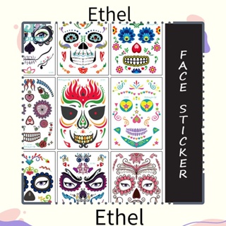 Ethel1 สติกเกอร์รอยสักชั่วคราว พิมพ์ลายฮาโลวีน ทําความสะอาดง่าย