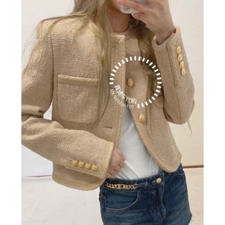 NFL9 CEL Beaute 2023 autumn and winter New Milk brown gold buckle jacket coat womens retro woven handmade ribbon Hemming decoration 189