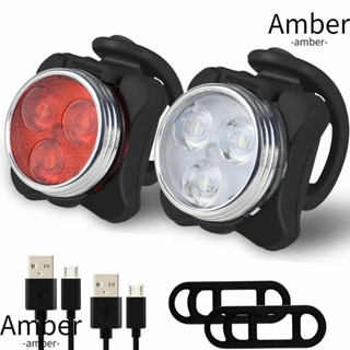 Amber ไฟท้ายจักรยานเสือภูเขา ชาร์จ USB 1 ชุด