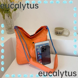 Eucalytus1 กระเป๋าสะพายไหล่ กระเป๋าถือ ความจุขนาดใหญ่ สีตัดกัน สําหรับนักเรียน