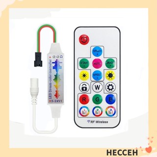 Hecceh รีโมตควบคุมเพลง แถบไฟ Led 3Pin DC USB DC5-24V 17Keys Mini RF สําหรับ WS2812B WS2811 5050