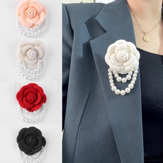 [ Featured ] Camellia Pearl Coat Ornamments / Vintage Fixed Broch Pin / Senior Sense Corsage / Korean Version Simple Broch / Female Suit Jacket Decoration Accessories