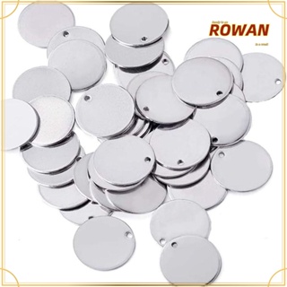 Rowans จี้ป้ายแท็ก สเตนเลส ทรงกลม แบน สีเงิน สําหรับทําเครื่องประดับ แฮนด์เมด DIY