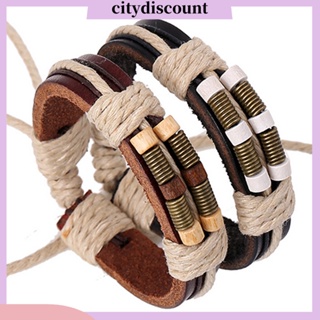 &lt;citydiscount&gt; สร้อยข้อมือหนังเทียม แบบถัก หลายชั้น สไตล์พังก์ สําหรับปาร์ตี้ ทุกเพศ