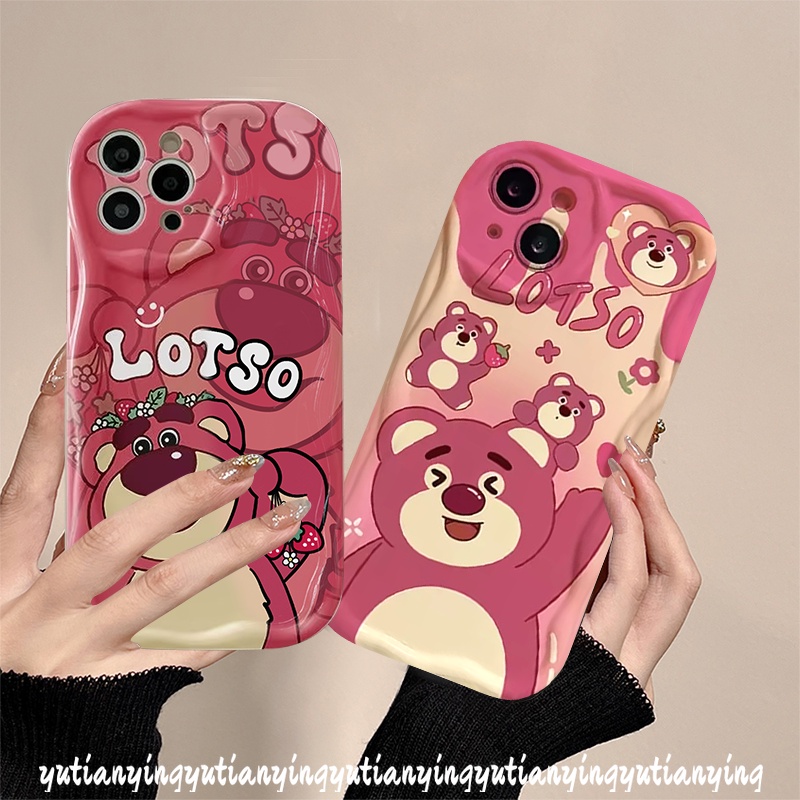 เคสโทรศัพท์มือถือ ขอบโค้ง ลายหมีสตรอเบอร์รี่ สําหรับ Oppo A17 A77 A54 A77s A57 A96 A17k A7 A16s A78 A16K A1k A16 A95 A55 A15 A12 A5 A74 A9 A92 A3s A5s A31 A76 A53 A52 Reno 8T 5 6 5Z 4F เคส Lotso