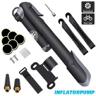 Mini Bike Bicycle Pump 120PSI with Built-in Gauge Glueless Tire Patch Kit