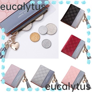 Eucalytus1 กระเป๋าสตางค์หนัง ใบสั้น มีซิป ใส่บัตรเครดิตได้ แฟชั่นสําหรับผู้หญิง