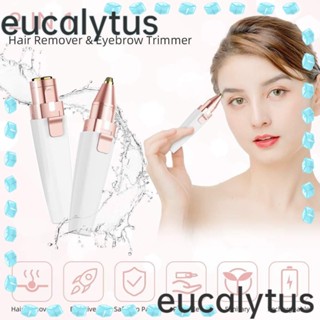 Eucalytus1 เครื่องโกนขนคิ้วไฟฟ้า ขนาดเล็ก 2 In 1 ชาร์จได้ ไม่เจ็บปวด สําหรับกําจัดขนบนใบหน้า