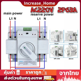 ATS Automatic Transfer Switch 2P 63A สวิตซ์สลับแหล่งจ่ายไฟ สวิตซ์สลับไฟ สลับไฟ แหล่งจ่าย อัตโนมัติ Dual Transfer Switch