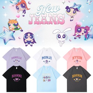 ใหม่ เสื้อยืดแขนสั้นลําลอง ผ้าฝ้าย พิมพ์ลายการ์ตูน Powerpuff Girls ทรงหลวม พลัสไซซ์ แฟชั่นคู่รัก สไตล์เกาหลี สําหรับผู้หญิง 2023