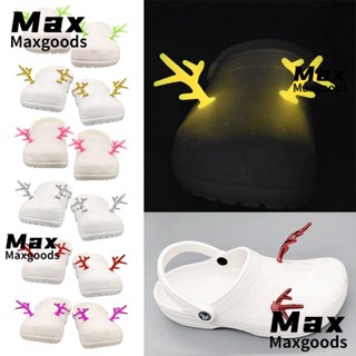 Maxg จี้รูปเขากวาง เรืองแสง DIY สําหรับตกแต่งรองเท้าเด็ก 4 ชิ้น