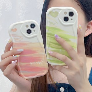 Casing for iPhone 14 Pro Max 13 12 11 ProMax X XS XR 7 8 6 6S Plus SE 2020 Cute New Cream Edge Orange Green Stained Oil Painting Love Fine Hole Anti-fall Soft Phone Case 1STN 27