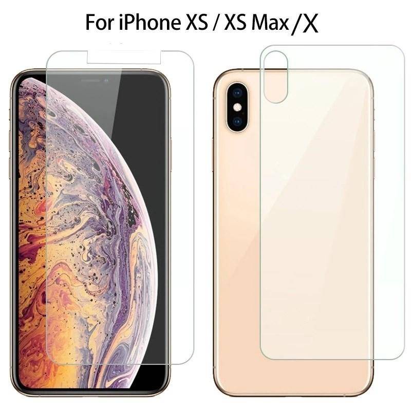 ฟิล์มกระจกนิรภัยกันรอยหน้าจอ ด้านหน้า และหลัง คุณภาพสูง สําหรับ iPhone 11 Pro XS MAX X XR 7 8 Plus 5