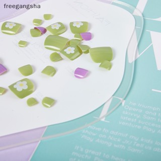 [FREG] เล็บปลอม ดอกไม้สีขาว น่ารัก ฤดูร้อน สีเขียว สีชมพู สี่เหลี่ยม เล็บปลอม ปลายเล็บ เต็มรูปแบบ ถอดออกได้ ติดบนเล็บเท้า FDH