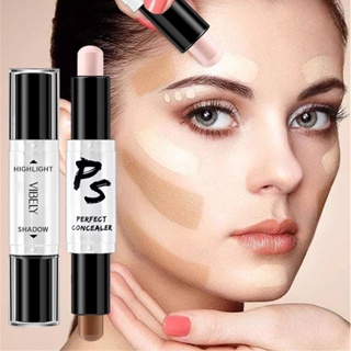 【COD】Vibely Double-head Face Highlight Contouring Stick Natural Stereo Concealer Pen High Gloss Brighten Shadow Contour Modified Skin Tone Face Makeup Tools