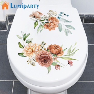 Lumiparty สติกเกอร์ลายดอกไม้ มีกาวในตัว สําหรับติดตกแต่งฝาชักโครก ห้องน้ํา