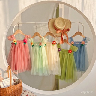 Beautiful three-dimensional gauze girls dress 2023 Summer flying sleeve baby girls Pengpeng skirt princess skirt 2HGY