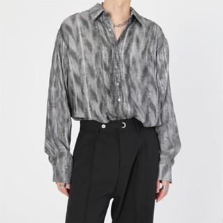 เสื้อเชิ้ตแขนยาว ลาย Bob Yohji Yamamoto สีเทาเข้ม แฟชั่นฤดูใบไม้ร่วง สําหรับผู้ใหญ่