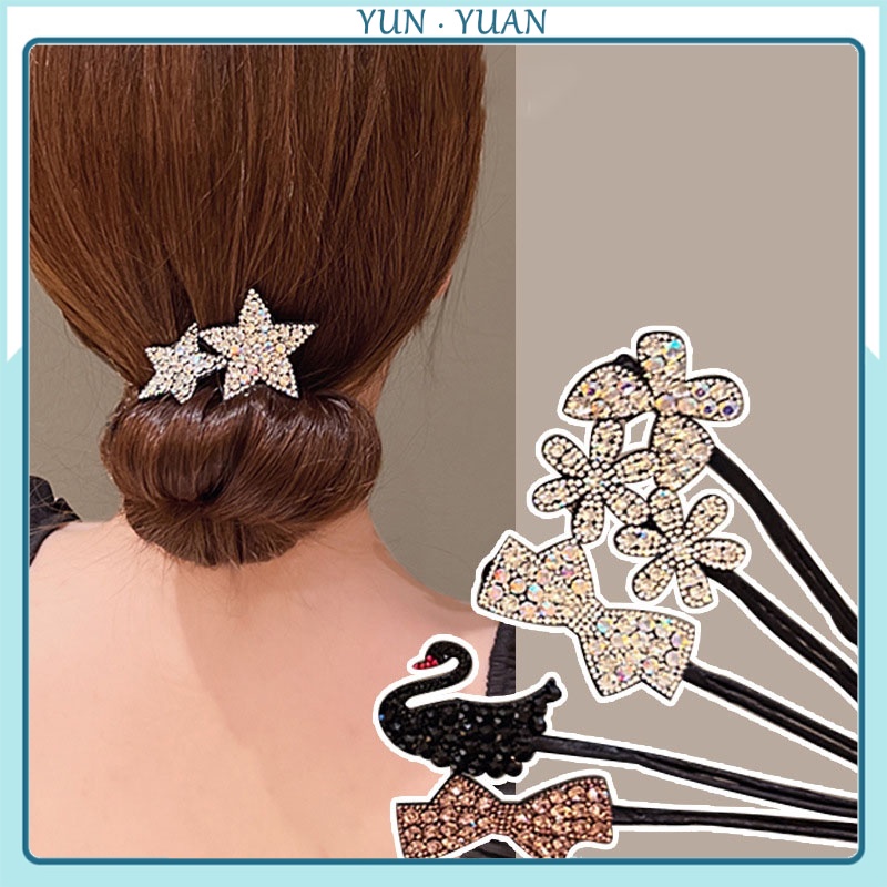 [Yunyuan] Y2k ชุดกิ๊บติดผม รูปดาว ดอกไม้ ประดับเพชรเทียม สําหรับผู้หญิง 2023