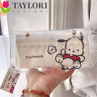 Taylor1 กระเป๋าดินสอ PVC แบบใส กันน้ํา ลายการ์ตูน Pochacco มีซิป สําหรับใส่เครื่องเขียน