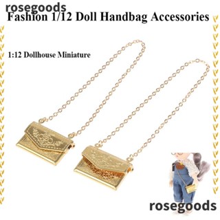 Rosegoods1 กระเป๋าแฟชั่น อุปกรณ์เสริม สําหรับบ้านตุ๊กตา 1/12 2 ชิ้น