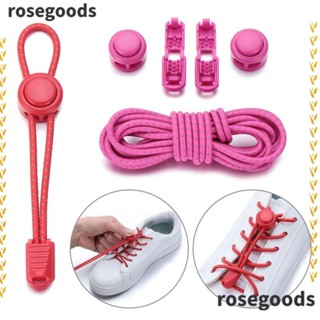 Rosegoods1 เชือกผูกรองเท้า แบบสะท้อนแสง เรืองแสง 10 สี แฟชั่น ไม่ผูกล็อก อุปกรณ์เสริม สําหรับรองเท้าเด็ก และผู้ใหญ่