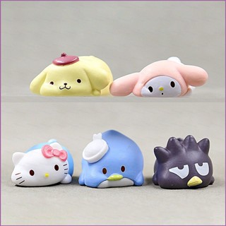 Sq2 โมเดลตุ๊กตาฟิกเกอร์ Sanrio Hello Kitty Melody Purin XO Sam ของเล่นสําหรับเด็ก ของขวัญวันเกิด ตกแต่งเค้ก 5 ชิ้น