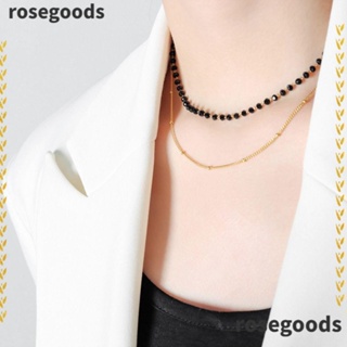 Rosegoods1 สร้อยคอโชคเกอร์ โช้คเกอร์ เครื่องประดับ ลูกปัดแก้วสวยหรู ไหปลาร้า