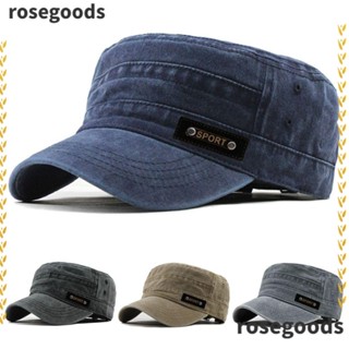 Rosegoods1 หมวกทหาร ฤดูใบไม้ผลิ ฤดูร้อน ลําลอง หมวกตกปลา หมวกกันแดด