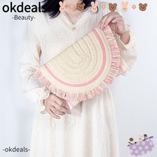 Okdeals กระเป๋าสะพายไหล่ กระเป๋าถือ แบบสาน แต่งซิป ขนาดใหญ่ จุของได้เยอะ แฟชั่นสําหรับสตรี