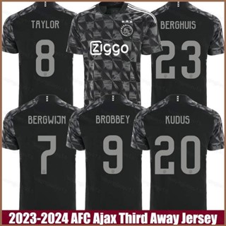 เสื้อกีฬาแขนสั้น ลายทีม AFC Ajax Third Away Bergwijn Berghuis Taylor Kudus Brobbey Jersey Tshirs HQ1 2023-2024 พลัสไซซ์ QH1