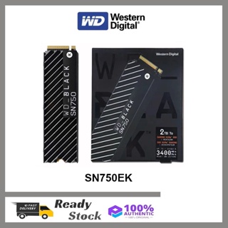 Western Digital WD BLACK SN750 EK พร้อมฮีทซิงค์โซลิดสเตทไดรฟ์ 500GB 1TB 2TB เกมภายใน SSD M.2 2280 NVME PCIe Gen3