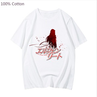 เสื้อยืด พิมพ์ลายอนิเมะ Elfen Lied Lucy Waifu สีขาว สไตล์ญี่ปุ่น สําหรับผู้ชาย