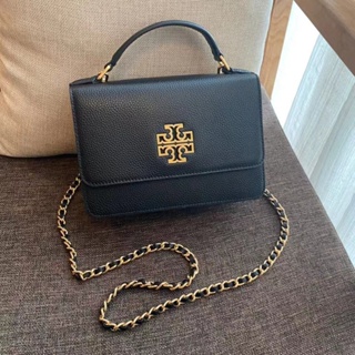 Tory BURCH Britten กระเป๋าสะพายไหล่ หนังวัวแท้ สายโซ่