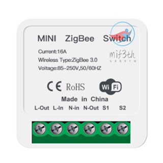 Mif)mini ZigBee 3.0 โมดูลสวิตช์ไฟ 16A รีเลย์อัจฉริยะ APP รีโมตควบคุมด้วยเสียง DIY เบรกเกอร์โมดูลเครื่องใช้ในบ้านอัตโนมัติ (AC 85-250V)