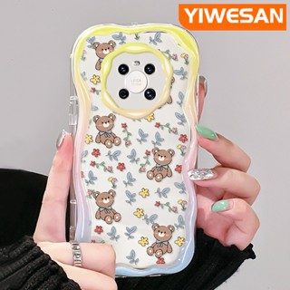 เคสมือถือ แบบนิ่ม แบบใส ลายการ์ตูนหมี ดอกไม้ กันกระแทก สําหรับ Huawei Mate 30 Pro Mate 40 Pro P30 Pro P40